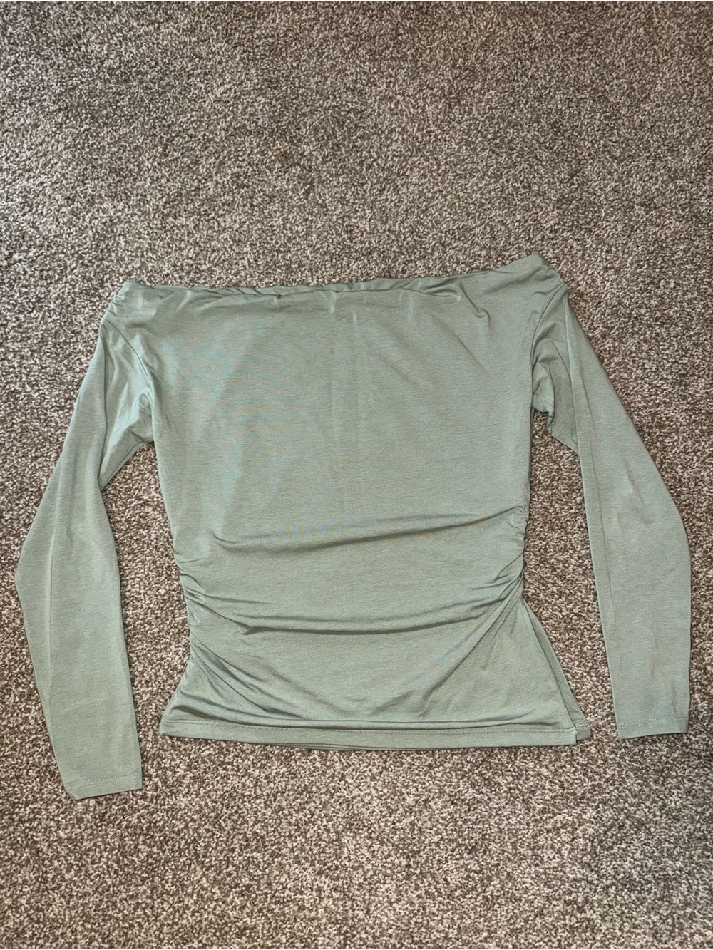 Abercrombie & Fitch Off-Shoulder Long Sleeve Top in Sage Size Medium
